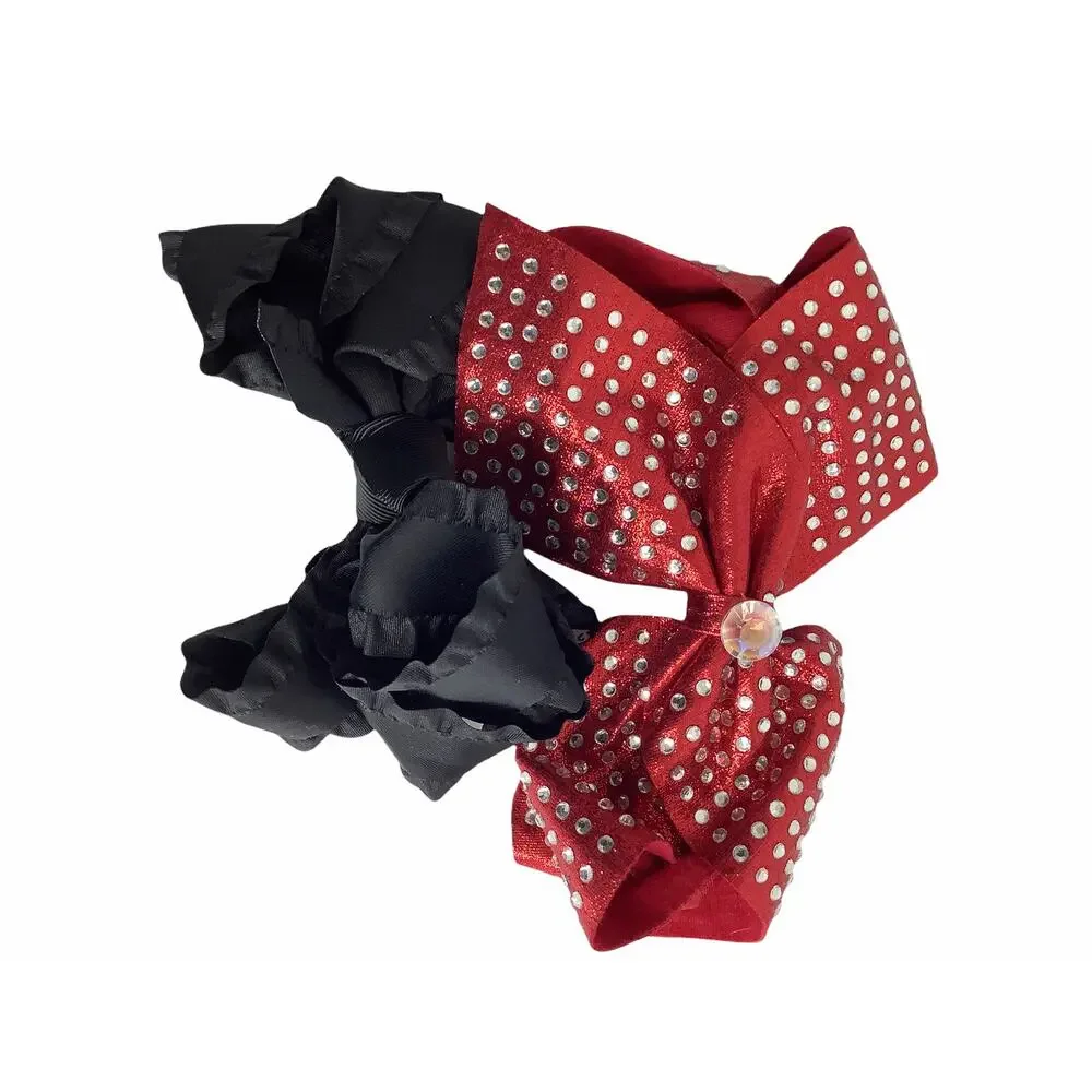 Girl’s Lot of 2 Black & Red Embellished Hair Bows